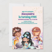 Invitation Aqua Green Gold Little Mermaid Anniversaire (Devant)