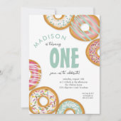 Invitation Aqua Green One Donut Première fête d'anniversaire (Devant)