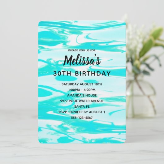 Invitation Aqua Green Pool Eau Arrière - plan Abstrait Annive (Debout devant)