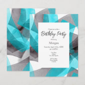 Invitation Aqua Grey Aquarelle noire Abstraite Brosse (Devant / Derrière)