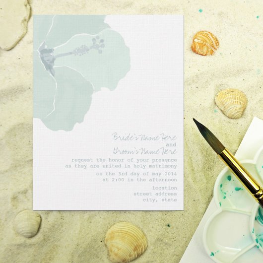 Invitation Aqua Hibiscus Fleur Tropical Beach Mariage
