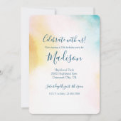 Invitation Aqua Jaune Or Blush Tie Dye Ombre (Devant)