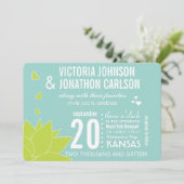 Invitation Aqua Lime Succulent ModerneTypographie Mariage (Debout devant)