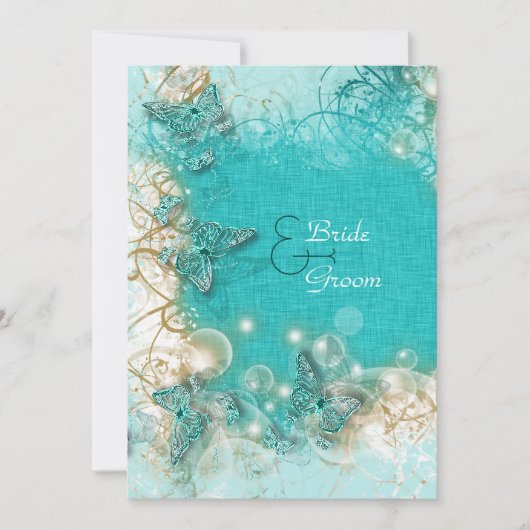 Invitation Aqua mariage blanc engagement anniversaire (Devant)