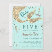 Invitation Aqua Mermaid Queue 5e anniversaire (Devant)