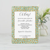 Invitation Aqua Mint Glitz Glitter Léopard Doré (Debout devant)