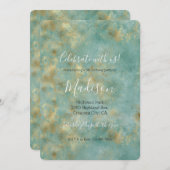 Invitation Aqua Mint Gold (Devant / Derrière)