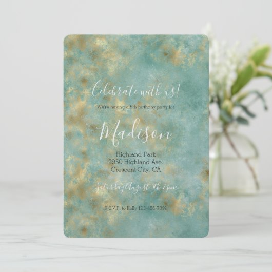 Invitation Aqua Mint Gold (Debout devant)