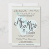 Invitation Aqua Mint M. et Mme Mariages de typographie (Devant)