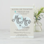 Invitation Aqua Mint M. et Mme Mariages de typographie (Debout devant)