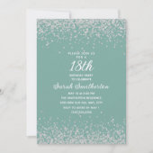 Invitation Aqua Mint Silver Diamond Parties scintillant 18e a (Devant)