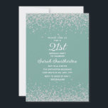 Invitation Aqua Mint Silver Diamond Parties scintillant 21e a<br><div class="desc">Créez votre propre invitation à la fête du 21e anniversaire aqua/ment pour les femmes avec une parties scintillant pétillante et un texte de calligraphie/script blanc. Le texte et les polices sont entièrement personnalisables sur cette invitation afin que vous puissiez le modifier pour fonctionner à n'importe quel âge. La couleur arrière...</div>