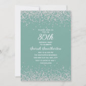 Invitation Aqua Mint Silver Diamond Parties scintillant 80e a (Devant)