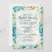 Invitation Aqua Mint White Cream Gold Floral Fête des mariées (Devant)