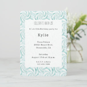 Invitation Aqua Mint White Swils Anniversaire
