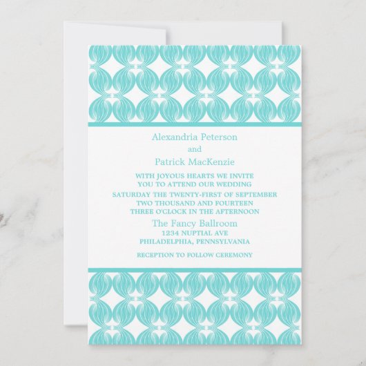 Invitation Aqua Modern Deco Mariage (Devant)