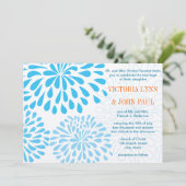 Invitation Aqua Moderne Floral Chrysanthemum Mariage (Debout devant)