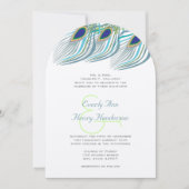 Invitation Aqua Navy Blue Peacock Art Déco Die Cut (Devant)