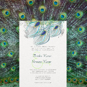 Invitation Aqua Navy Blue Peacock Art Déco Die Cut