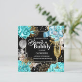 Invitation Aqua noir rose shabby chic parties scintillant bul (Debout devant)