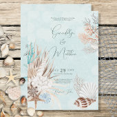 Invitation Aqua Ocean & Coques modernes
