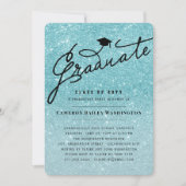 Invitation Aqua Parties scintillant Stylish Graduate Graduate (Devant)