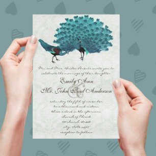Invitation Aqua Peacocks Vous Choisissez La Couleur De Fond