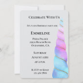Invitation Aqua Pink Purple Unicorne Anniversaire (Devant)