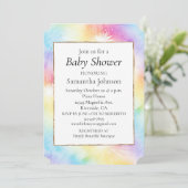 Invitation Aqua Pink Yellow Tie Dye Baby shower (Debout devant)