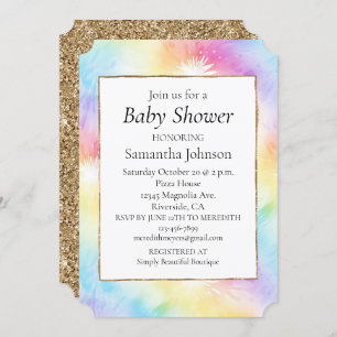 Invitation Aqua Pink Yellow Tie Dye Baby shower