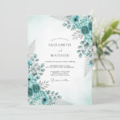 Invitation Aqua Refreshing Botanical Wedding (Debout devant)