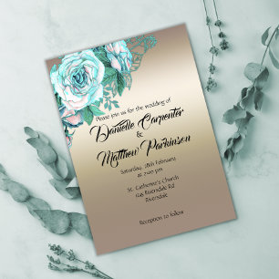 Invitation Aqua Rose Elegance sur Mariage Gold