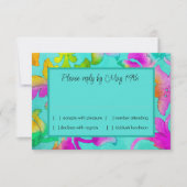 Invitation Aqua RSVP couleur en damas peint (Devant)