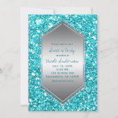Invitation Aqua Silver Parties scintillant Glam Anniversaire  (Devant)