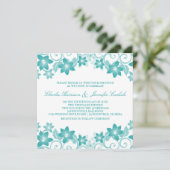 Invitation Aqua Simple Mariage Floral (Debout devant)