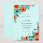 Invitation Aqua Spirited Botanical Wedding (Devant / Derrière)