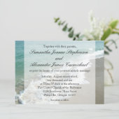 Invitation Aqua Surf Crashing Water Beach Destination Mariage (Debout devant)