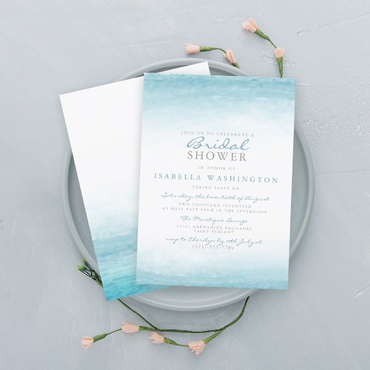 Invitation Aqua Tides | Fête des mariées aquarelle