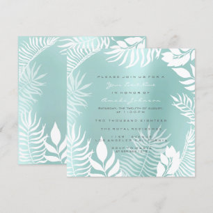 Invitation Aqua Tiffany Metal Paillette Tropic Blanc Bleu