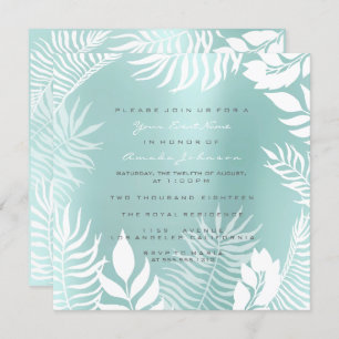 Invitation Aqua Tiffany Parties scintillant en métal Tropic B
