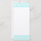 Invitation Aqua Turquiose Navy Blue Mariage damassé Invitatio (Dos)