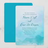 Invitation Aqua Turquoise Aquarelle Ombre Mariage de peinture (Devant / Derrière)