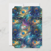 Invitation Aqua Turquoise Gold Peacock Feathers 50e anniversa (Dos)