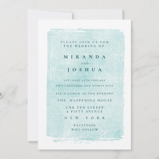 Invitation Aqua Turquoise Grunge Distressed Décontracté (Devant)