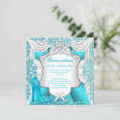 Invitation Aqua Turquoise hauts talons Princesse Quinceanera  (Debout devant)
