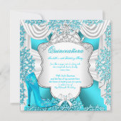 Invitation Aqua Turquoise hauts talons Princesse Quinceanera  (Devant)