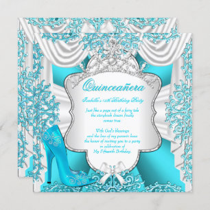 Invitation Aqua Turquoise hauts talons Princesse Quinceanera