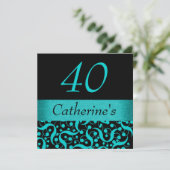 Invitation Aqua turquoise noir élégant toute célébration (Debout devant)