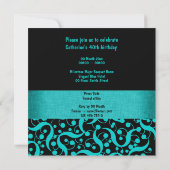Invitation Aqua turquoise noir élégant toute célébration (Dos)