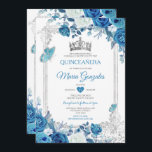 Invitation Aqua Turquoise Quinceañera Argent Couronne 15 Anos<br><div class="desc">Aqua Turquoise Quinceañera Argent Crown Mexicain Invitation Mis Quince 15 Anos,  16e anniversaire, </div>